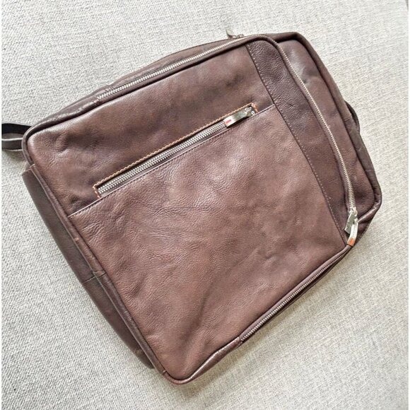 Gianni Conti Leather Unisex Backpack Brown - Picture 11 of 14